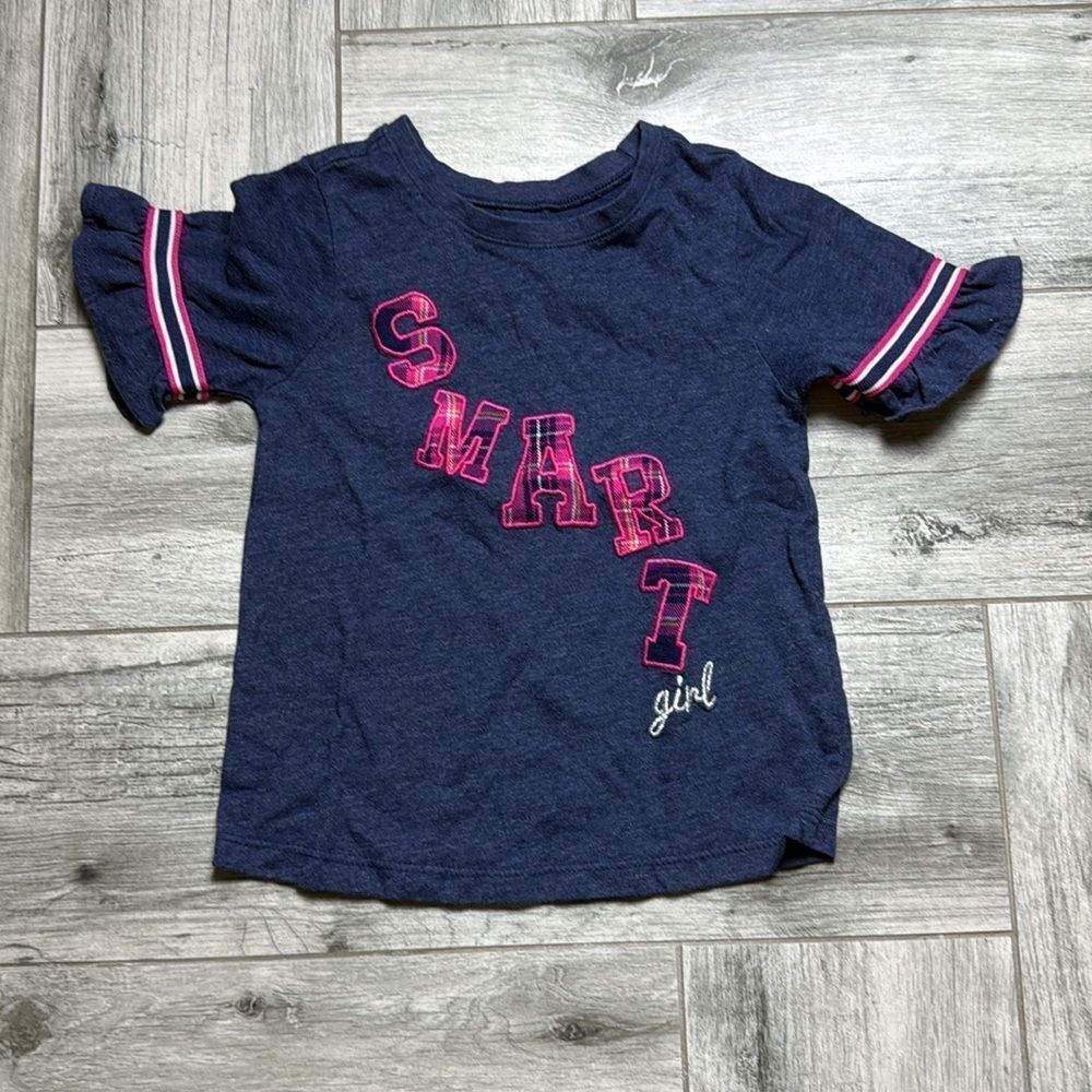 Garanimals Infant Kids "Smart Girl" Flounce Sleeve T-Shirt Navy Size 3T